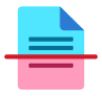 a blue and pink paper with a red stripe